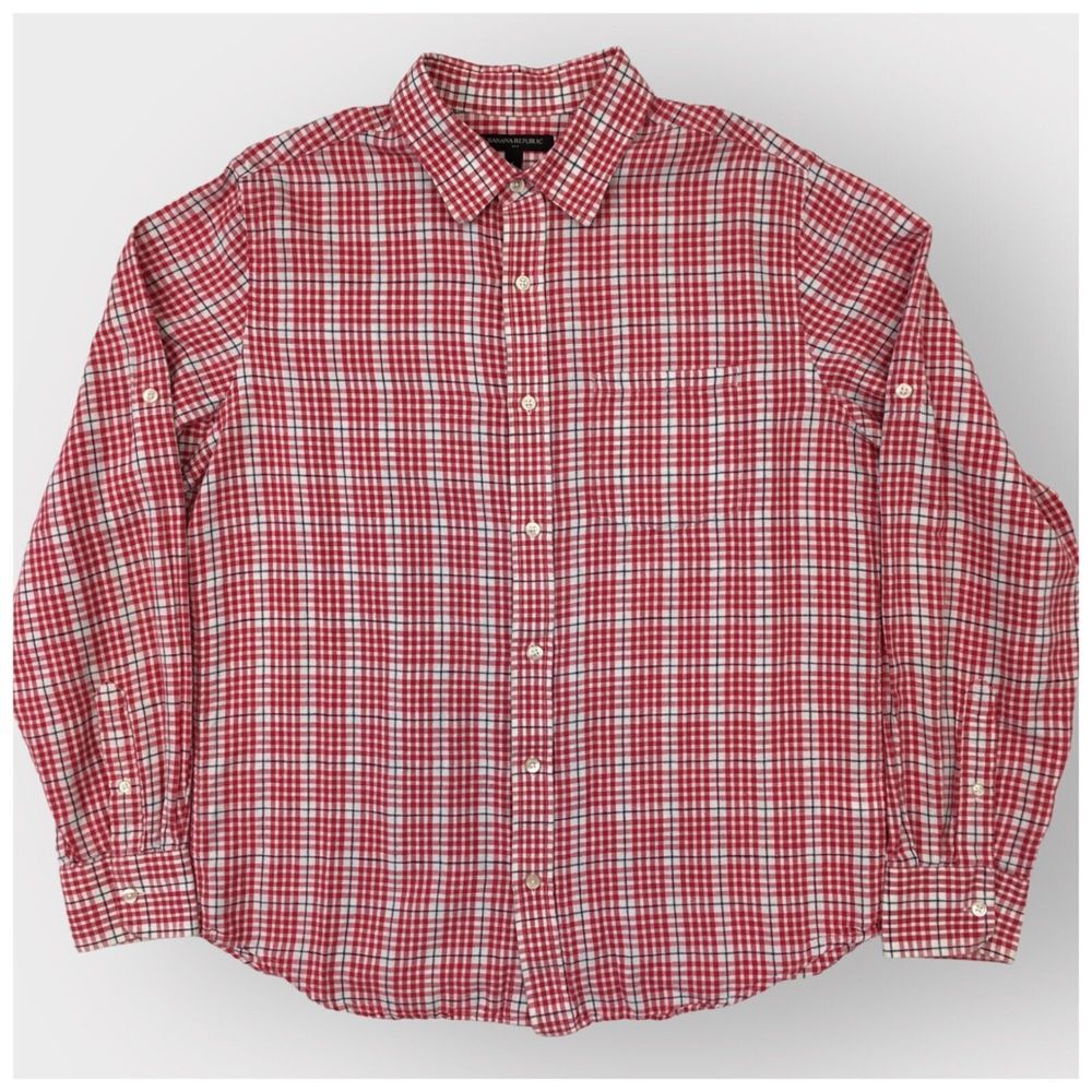 Banana Republic Men's Button Up Long Sleeve Shirt Size L Linen‎ Cotton Casual - Picture 3 of 7